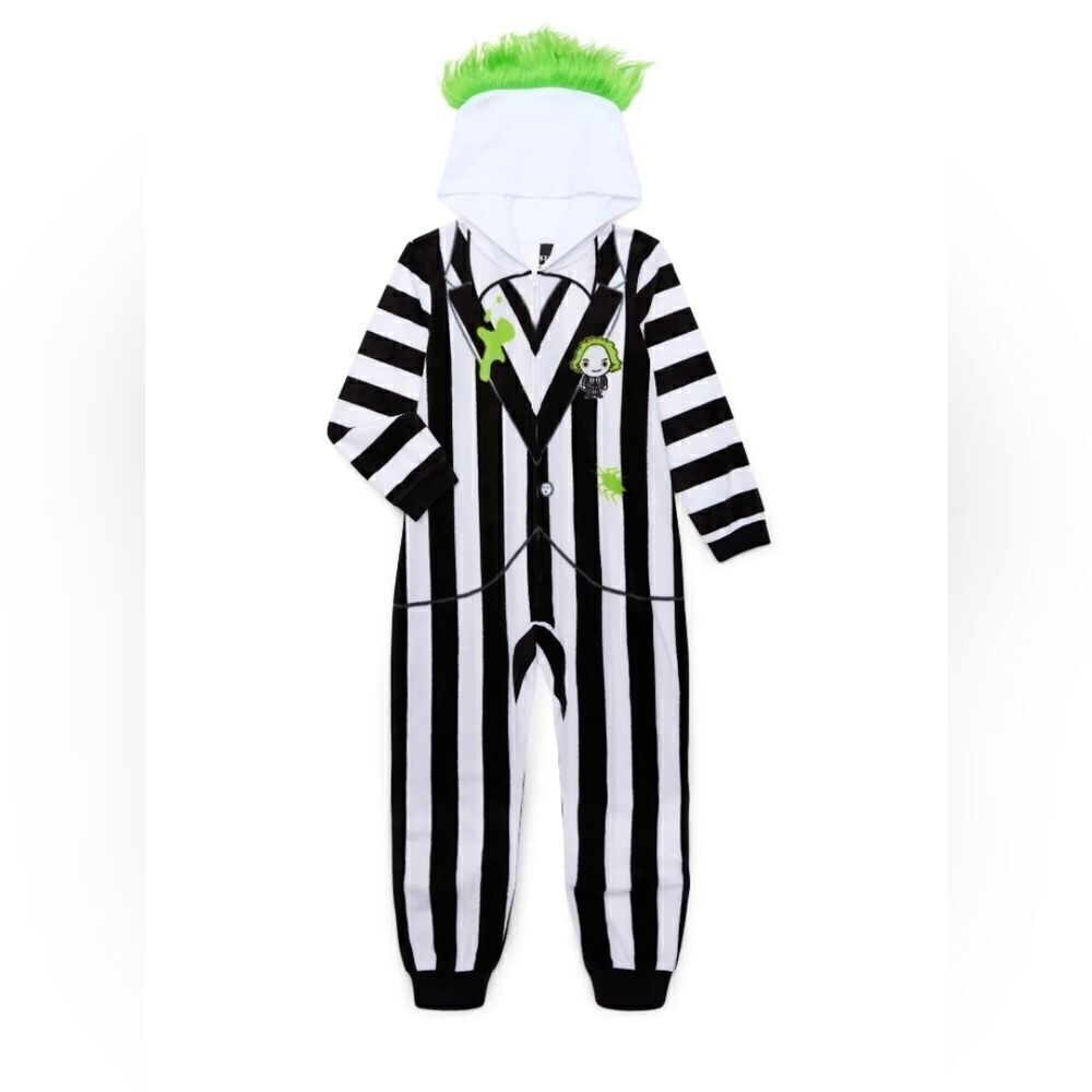 Beetlejuice One Piece Pajamas Union Suit Boy Kids Girl Halloween Costume Movie